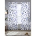 thumbnail image 3 of Blue Botanical Semi Sheer Curtains 96 Inch Length 2 Panels Set, Elegant Watercolor Botanical Birds Sheer Kitchen Curtain Privacy Voile Window Curtain for Living Room Bedroom Rod Pocket Drapes, 3 of 7