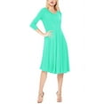 thumbnail image 2 of Women's Plus Size Round Neck 3/4 Sleeves Solid A-Line Midi Dress, 2 of 4