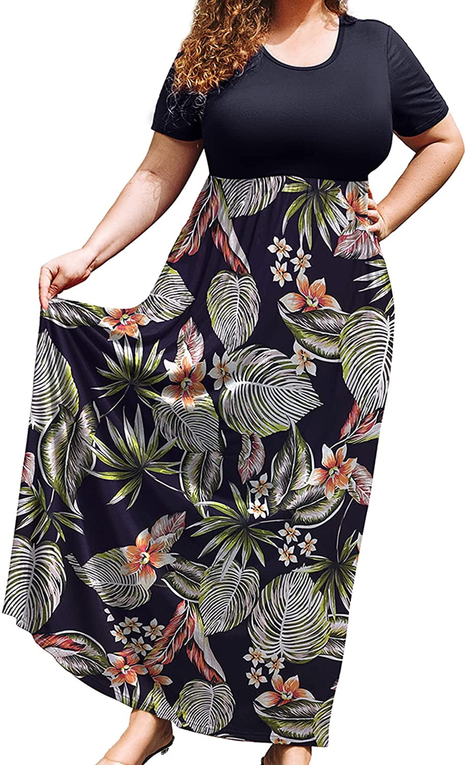 Xpenyo Women Plus Size Petite Maxi 