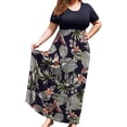 thumbnail image 1 of SheepFlare Women Plus Size Petite Maxi Dress Short Sleeve Casual Beach Bohemian Long Dresses with Pockets, 1 of 6