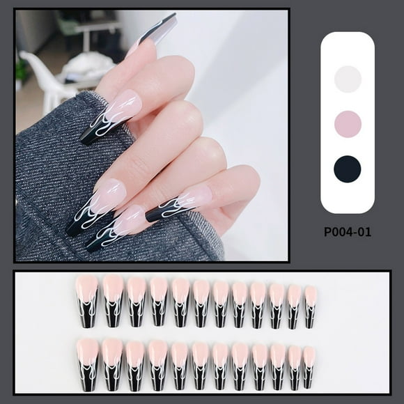 Xihbxyly Holiday Deals Wearing Nail Wholesale Long Trapezoid Blush Chain Checkerboard Camellia Wearable Nail Art Clearance Items