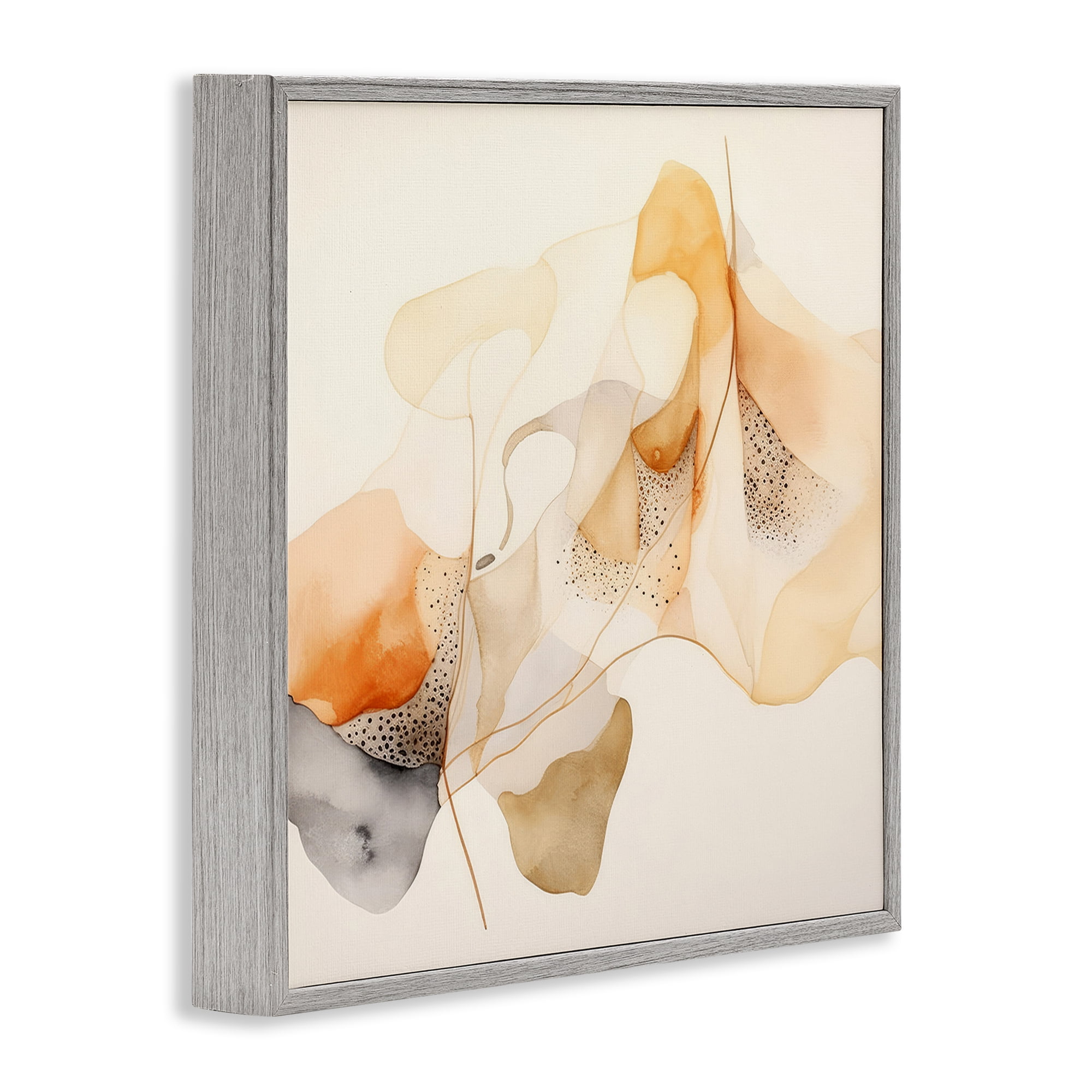 Stupell Industries Blush Fluid Abstraction Abstract Painting Gray Framed Art Print Wall Art, 12 x 12