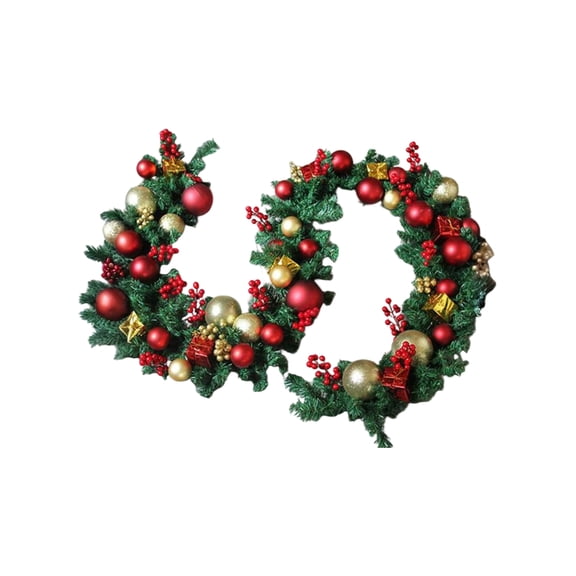 Gomind 9ft Artificial Christmas Garland with Red Berries and Gold Balls, 260 Heads Pine Rattan Vine for Staircase Fireplace Mantel Indoor Outdoor