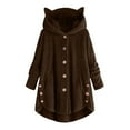 thumbnail image 1 of Women's Plus Size Casual Color Block Sweatshirt Button Hoodie Loose Blouse Warm Coat, 1 of 5