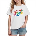 thumbnail image 2 of Girls Graphic Tee White | Kids Love Rainbow Heart T-Shirt | Short Sleeve Casual Valentine's Day Cotton Top,Size 7 T, 2 of 9