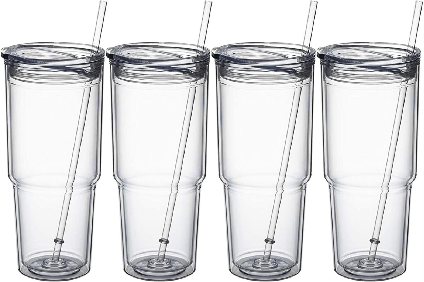 30oz/4 pcs Classic Insulated Tumblers,Double Wall Acrylic Tumbler with