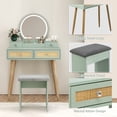 thumbnail image 6 of Brafabhome Vintage Boho Vanity Table Set with Adjustable Lighted Mirror and Stool, Modern Dressing Table Set with Drawers and Storage Shelves for Makeup Room Bedroom | Green, 6 of 8