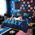 thumbnail image 4 of Meiyoeat Eat Sleep Hockey Print Bedding, Ball Gamer Duvet Cover Full, Navy Light Blue,3pcs,No Comforter,Navy Blue Reversible, 4 of 6