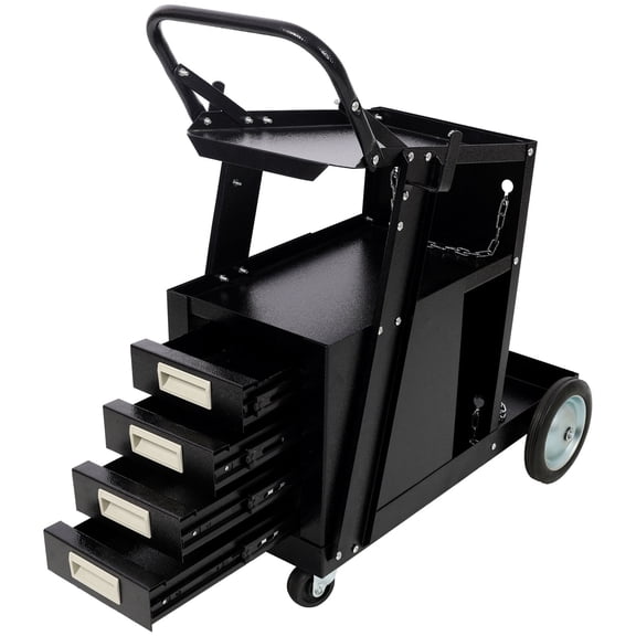 S-HOME Rolling Welding Cart with 4 Drawers and 2 Tiers Portable Storage Trolley for MIG TIG ARC Welder Accessories