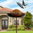 thumbnail image 4 of Daiosportswear Iron Bird Bath Stand,Rustproof Robust Standing Bath,11.8" Diameter,31.5in Total Length,Adjustable Height,Easy Clean,Decorative Leaves,Bird Feeding Station,Garden Outdoor Use, 4 of 7