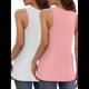 thumbnail image 3 of Paquete de 2 Camisetas Sin Mangas para Mujer, Blusas Informales Holgadas con Cuello en V para Vacaciones en la Playa. y Rosa M, 3 of 6