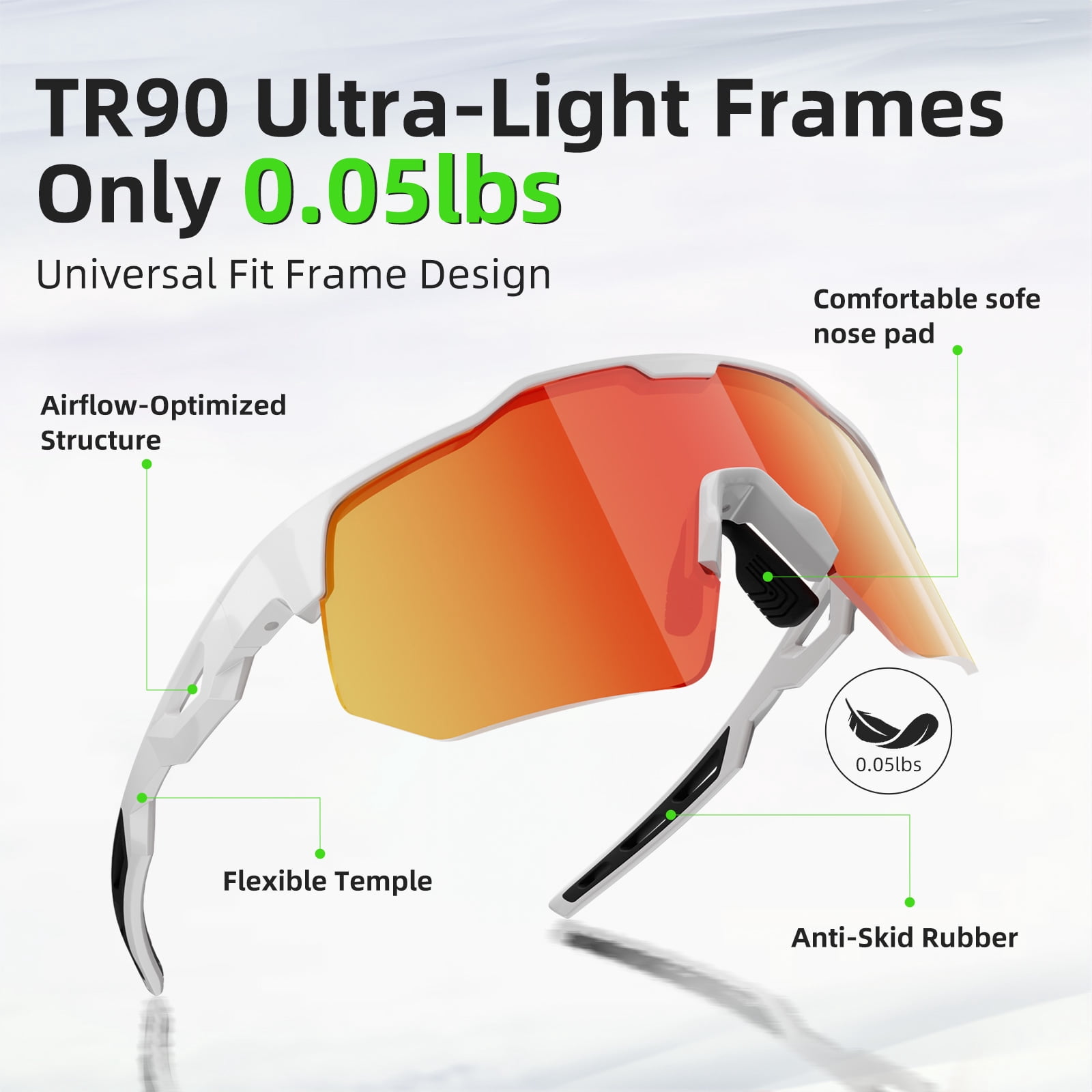 HAAYOT Polarized Sports Sunglasses for Men Women UV Protection Baseball Cycling Running Driving Fishing Glasses