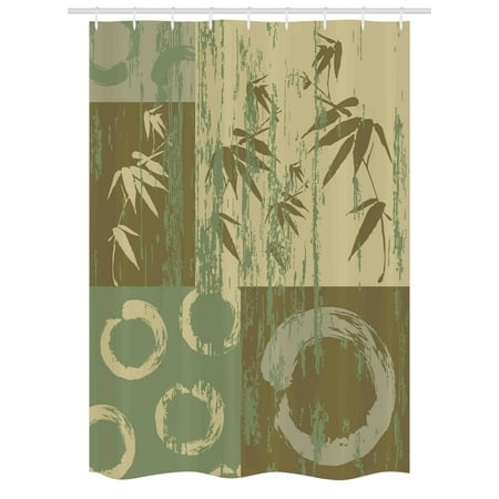 Bamboo Stall Shower Curtain Zen Circle And Silhouette Over Bamboo Stall Shower Curtain Zen Circle And Silhouette Over Vintage Color Oriental Eastern Patchwork