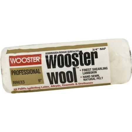 RR633-9 Wooster Wool Roller Cover 3/4-Inch Nap, 9-Inch, Finest-quality 100% natural shearling for all paints including latex alkyds enamels and.., By Wooster