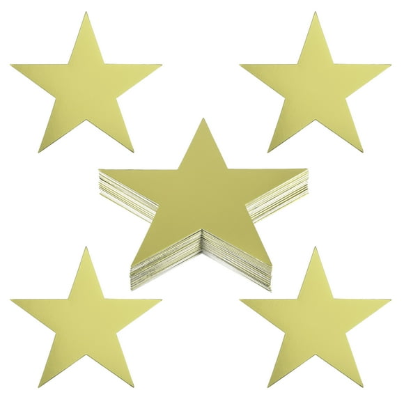 Uxcell 6" Star Cutouts, 48 Pack Star Cutout Double Printed Paper Stars for Classroom Decoration DIY Craft, Golden