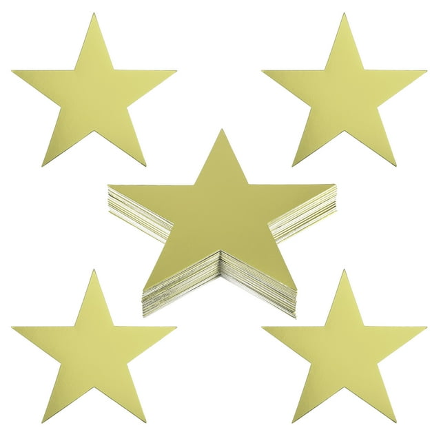 Uxcell 6" Star Cutouts, 48 Pack Star Cutout Double Printed Paper Stars for Classroom Decoration DIY Craft, Golden