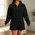 thumbnail image 5 of GZWYHT Sweatshirt and Shorts Set Cute Lounge Sets for Women Sweat Shorts Set Bride Sweatsuit Matching Sweat Set Sweater Sets for Women Leisure Wear Sets for Women 2 Piece Sets for Women Black 2XL, 5 of 7
