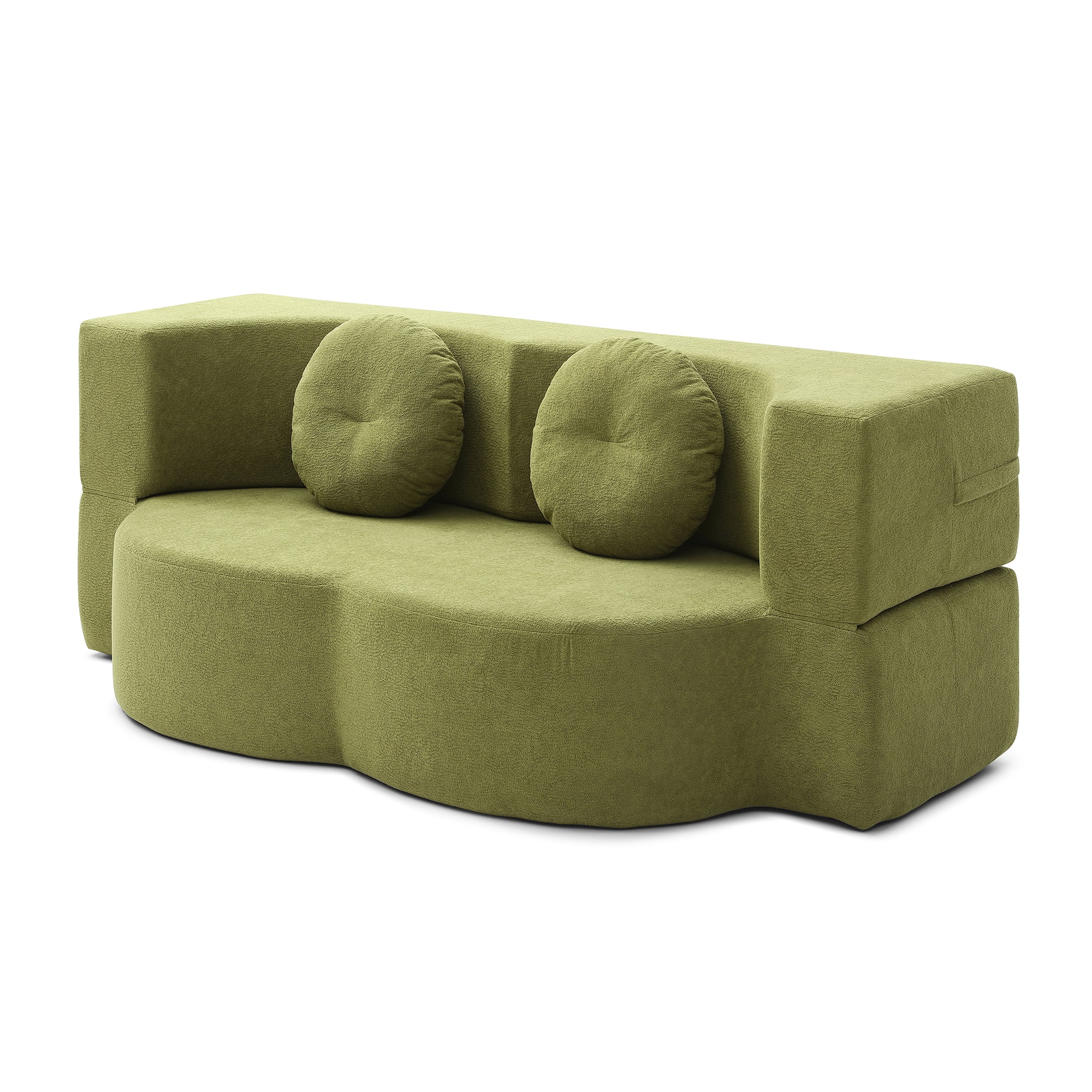 Leumius 2-in-1 Folding Sofa Bed with Pillow,Twin Sleeper Sofa,Floor & Futon Loveseat Couch,Foam Folding Mattress Sleeper for Living Room,Office,Apartment,Green
