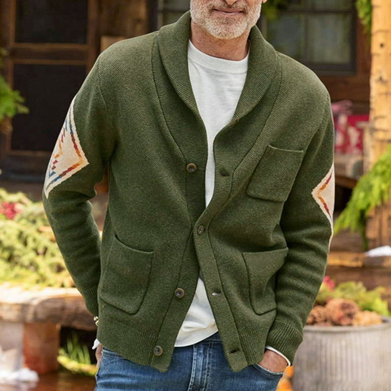 Pimfylm Cardigan Sweaters For Men Cropped Cardigans For Men Plus Size 2023 Army Green XL
