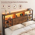 thumbnail image 6 of EnHomee Metal Platform Bed Frame with Headboard Queen Size Bed Frame with 4-Tier Storage Shelf & 3 Open Compartments & LED Lights & Charging Station ,Rustic Brown, 6 of 9