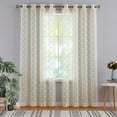 thumbnail image 1 of Floral Printed Curtain Panels, Rod Pocket Jacquard Tassel Semi Sheer Curtain Drapes Pompom Curtains, 1 of 9