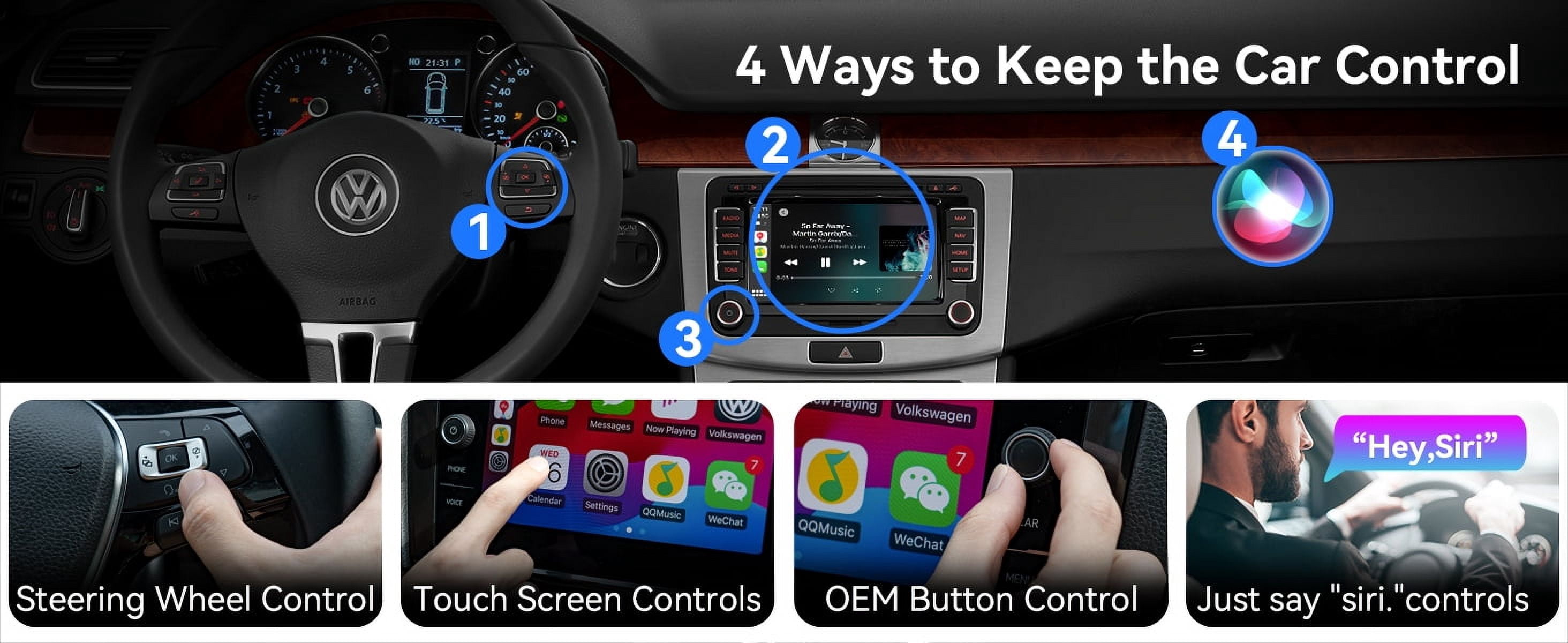 Wireless CarPlay Adapter, Plug & Play Stable Connection, Converts Wired to Wireless CarPlay Dongle, Carplay Wireless Adapter for Cars from 2017 & for Apple iPhone iOS 10+ Android 11.0+