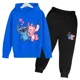 thumbnail image 5 of Conjunto de 2 piezas de sudadera y pantalones con estampado de dibujos animados de Disney Stitch para niños de 3 a 14 años, ropa deportiva informal para niños y niñas, 5 of 5