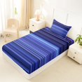 thumbnail image 5 of Castle Fairy Vintage Horizontal Stripe Twin Sheets 3pcs,Geometric Thin Line Bedding,Violet Royal Blue Lavender,1 Flat Sheet, 1 Fitted Sheet and 1 Pillowcase, 5 of 7