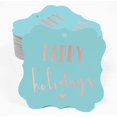 thumbnail image 2 of Inkdotpot Real Rose Gold Foil Happy Holiday Tags Favor Bracket Shape Hang Pack Of 100 Paper Tags, 2 of 6