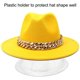 thumbnail image 2 of Fedoras-sombrero fedora con cadena dorada para hombre y mujer, gorro de ala ancha, color sólido, jazz, Otoño e Invierno, 2 of 4