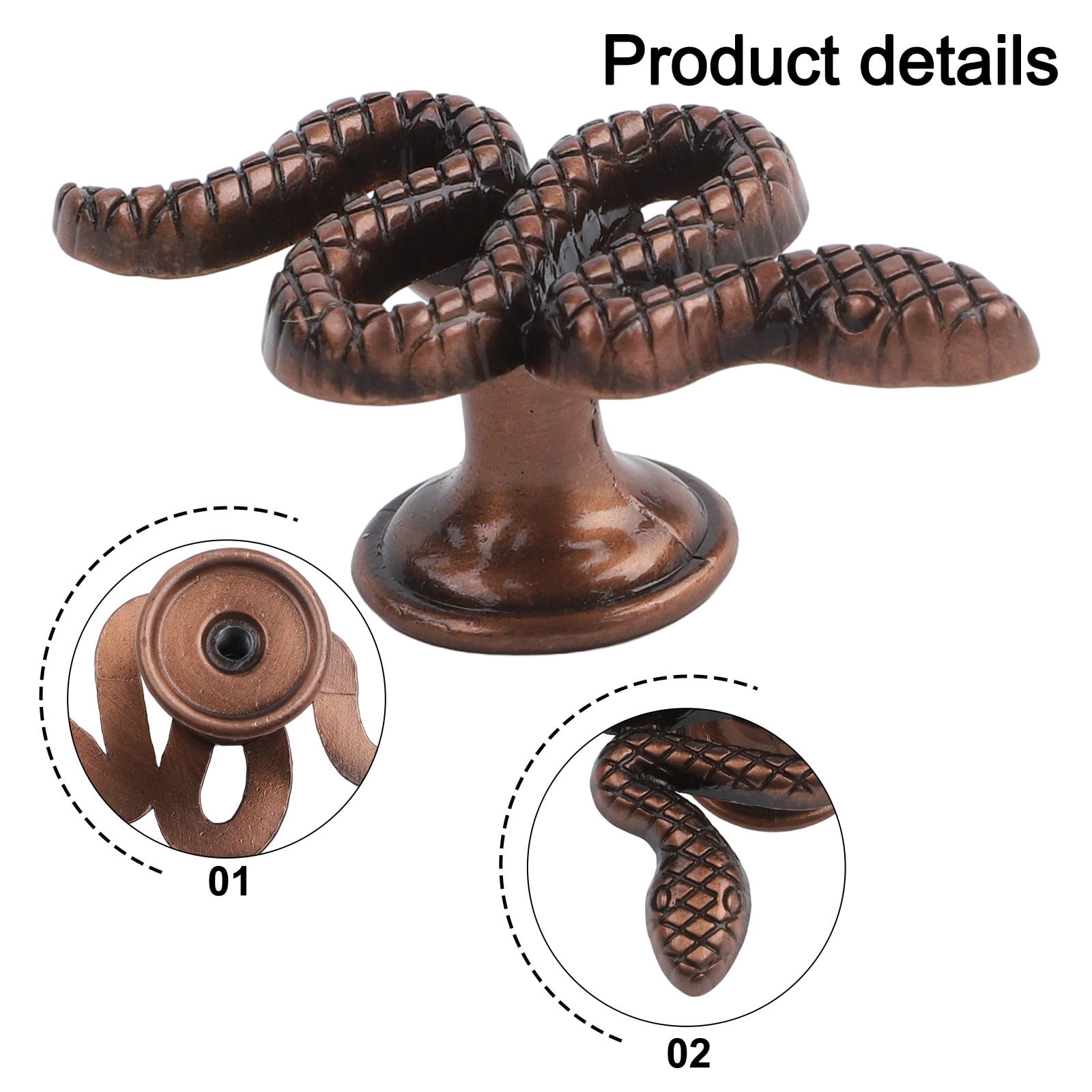 Ehlivhall Modern Snake-Shape Cabinet Pulls – Zinc Alloy Drawer Handles, Decorative Furniture Hardware For Kids' Room, Bedroom, Bathroom, Kitchen (Ancient Tin Finish)