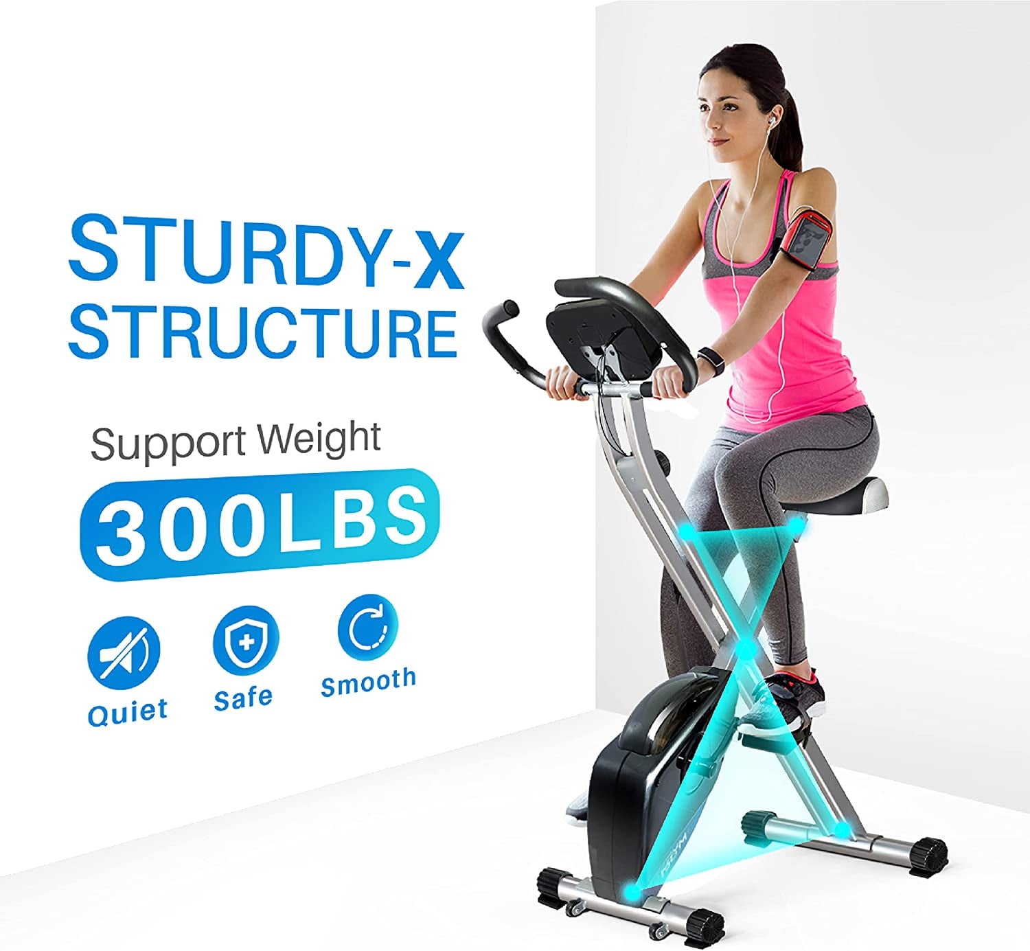 Buy Foldable Exercise Bike, Solid X Frame Resistance 300 lb