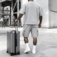thumbnail image 5 of Bovxnpu Men's Clothing Set 2 Piece Outfits Tracksuit Men Short Sleeve Crew Neck Top Multi Pocket Elastic Waist Shorts Set, 5 of 7