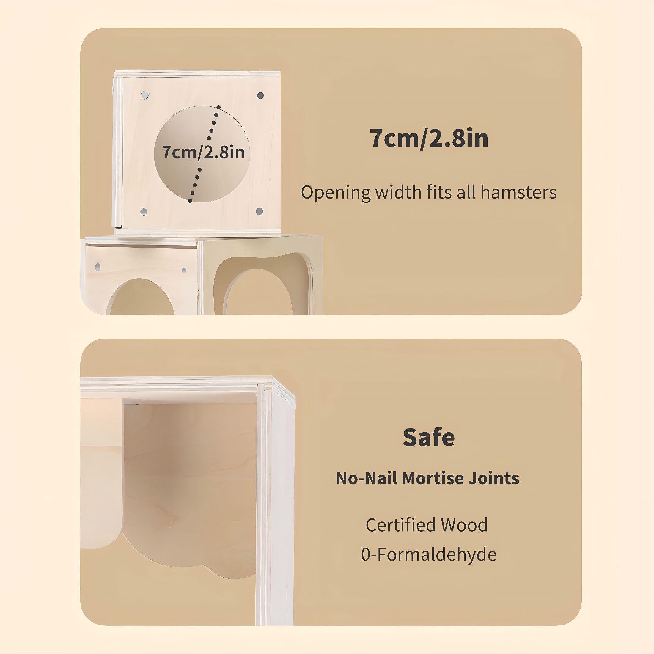 XIBUFE Guinea Pig Hideout Wooden House Chamber Small Animals Pets Tunnel Exploring Toys for Dwarf Hamsters, Syrian Hamsters, Gerbils, Hedgehogs, Rats, Mice, Chinchilla (Living Room)