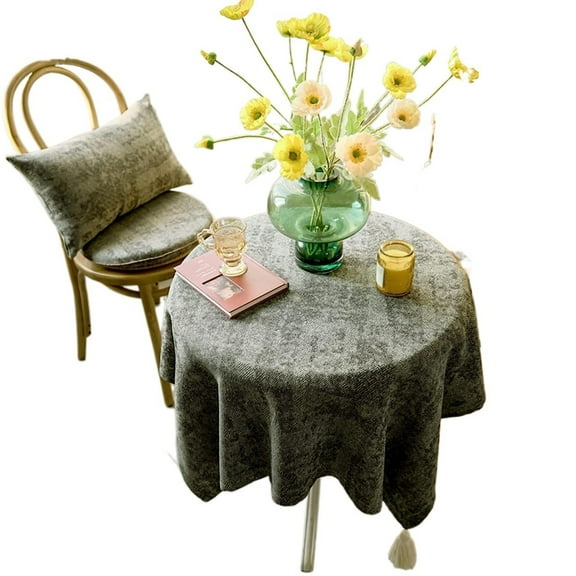 Solid Color Tassel Tablecloth - Cotton Linen Table Cover for Kitchen Dining Room Restaurant Party Decoration