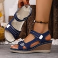 thumbnail image 2 of Busydd Women Sandals Casual Chunky Heel Wedge Sandals for Women Open Toe Hook-and-Loop Strap Summer Shoes 38, 2 of 9