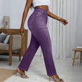 thumbnail image 4 of GUACER Womens Wide Leg Pants Trendy Jean Look High Waisted Stretchy Casual Work Trousers With Pockets, 4 of 9
