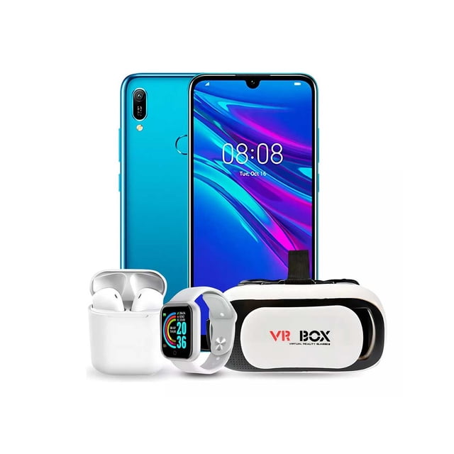 Celular Huawei Y6 2019 3gb Ram 64gb Rom Azul Zafiro Nuevo + 3 Regalos (smartwatch, Lentes Vr Box Y Audífonos)