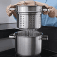 thumbnail image 4 of Pasta Pot with Strainer Insert 5qt,  Stainless Steel Pasta Cooker, Spaghetti Pot, Steamer Stock Pot with Lid, suitable for Various Stovetops, 4 of 6