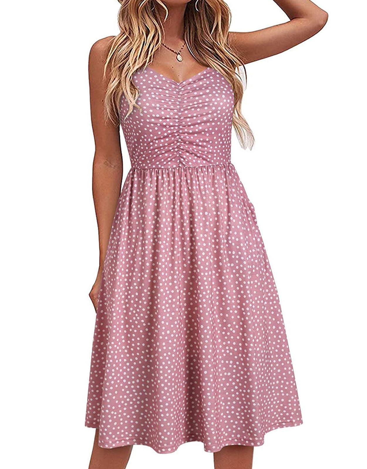 Wedding Guest Dresses for Women 2023 Poka Dots Print Wrap Bust Summer