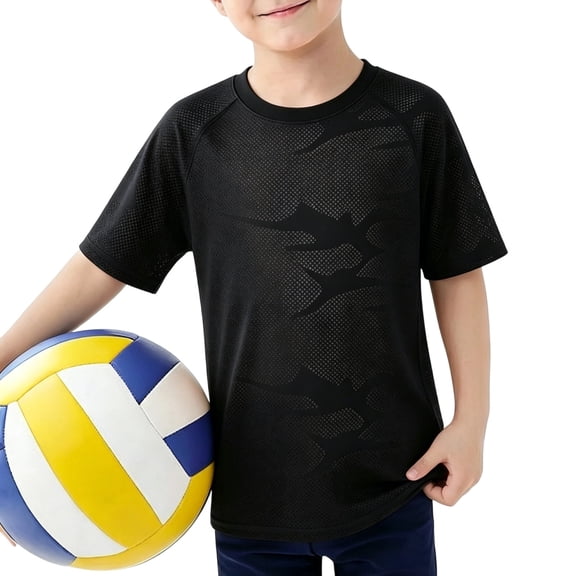 SOFTCCLO Boys Tshirts Short Sleeve Crewneck Solid Color Tops Sport Casual Athletic Comfy Kids T Shirts Size 13-14Y
