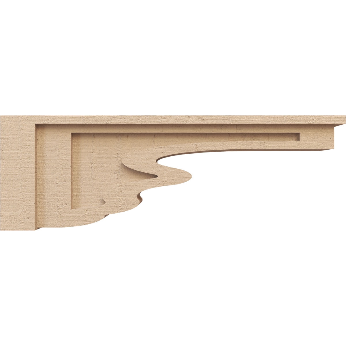 4"W x 24"D x 8"H Thin Highland Rough Cedar Woodgrain TimberThane Corbel, Primed Tan