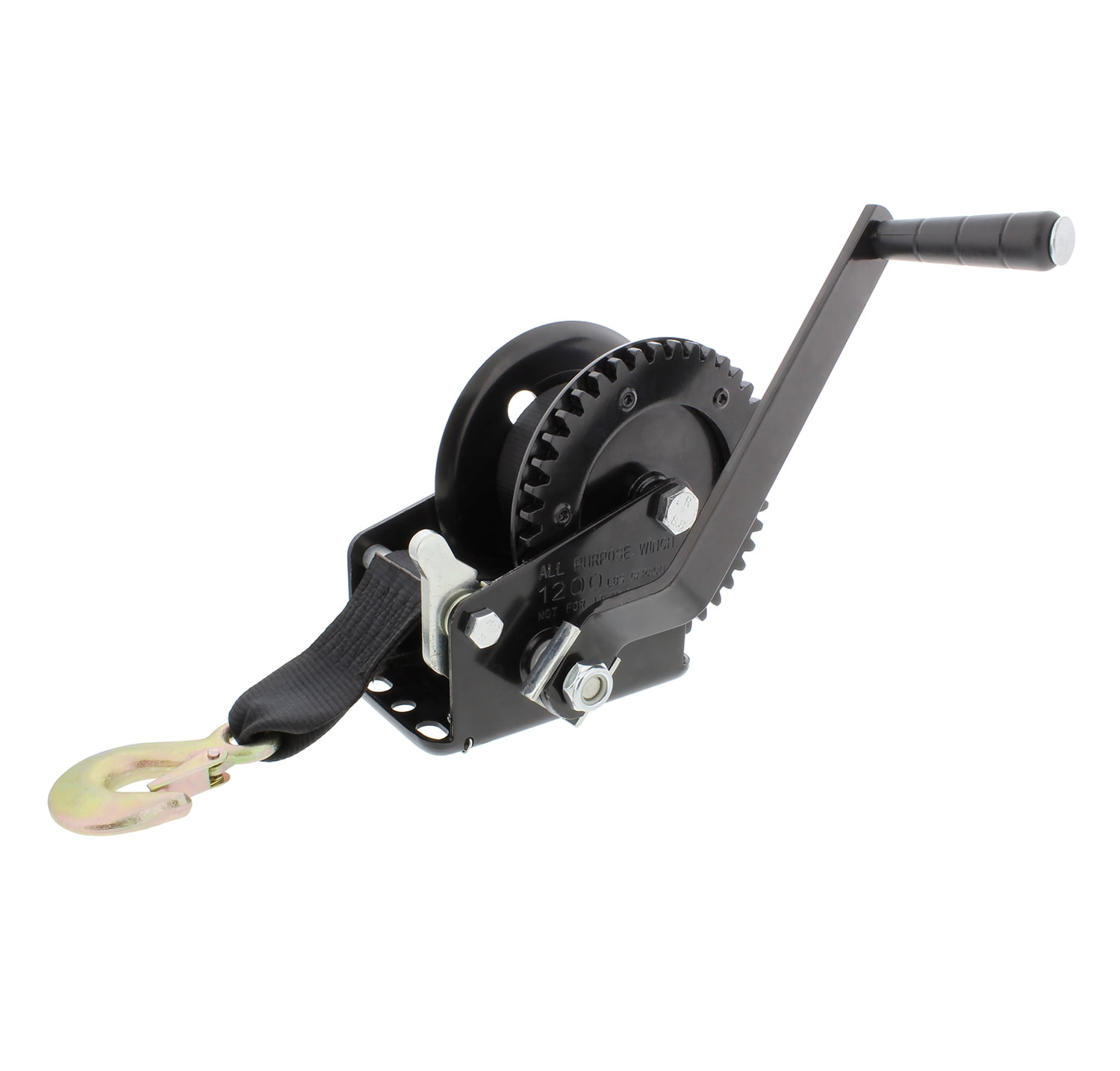 ABN® Hand Crank Gear Winch with Strap and Hook 1200 lb pound Come