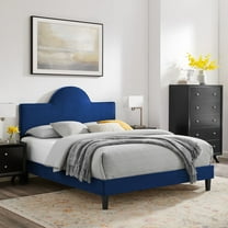 Modway Soleil Performance Velvet King Bed in Navy