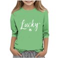 thumbnail image 1 of Blusas y camisas de manga larga y cuello redondo para niños con estampado del Día de San Patricio, manga 3/4/cuello redondo tres cuartos, parte inferior y superior para niños, parte superior de poliés, 1 of 4