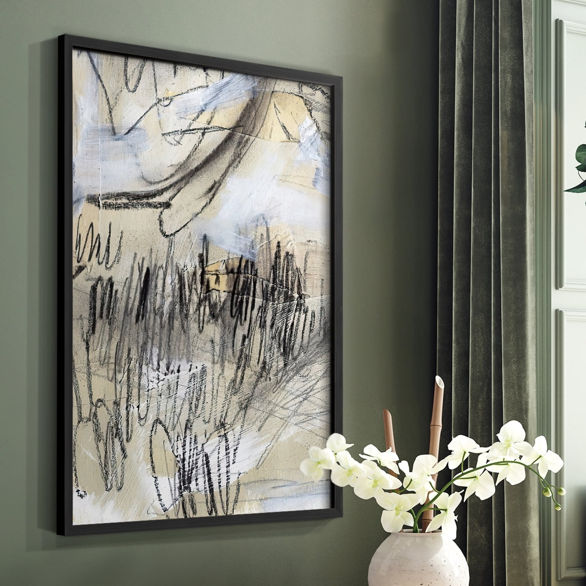 Masked Notes III Framed Print in Black Solid Wood Framed Print No Nail Hanging