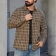 thumbnail image 1 of pstuiky camisas de hombre de manga larga, Camisa de manga larga con solapa y bolsillo con botones a cuadros estilo vintage informal para hombre. top de hombre m, 1 of 7