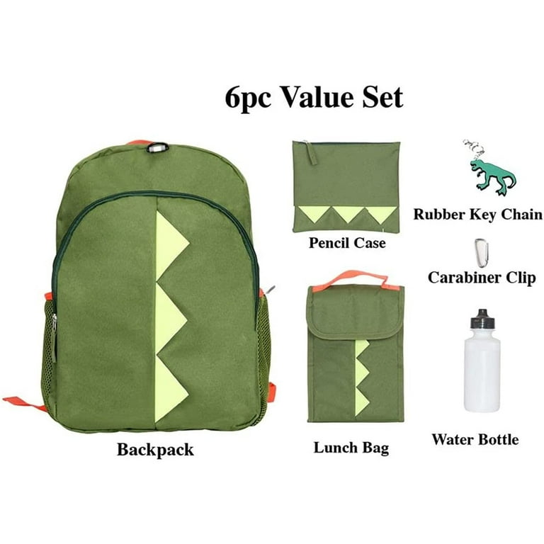 Dinosaur Backpack Set for Kids, 16 inch, 6 Pieces - Includes