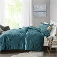 thumbnail image 5 of JERFIT Teal Crushed Velvet Comforter Set Queen Full, Diamond Quilted Bedding Set with 2 Pillow Shams & Decorative Pillow, Ultra Soft Hypoallergenic Polyester, Machine Washable, 5 of 10