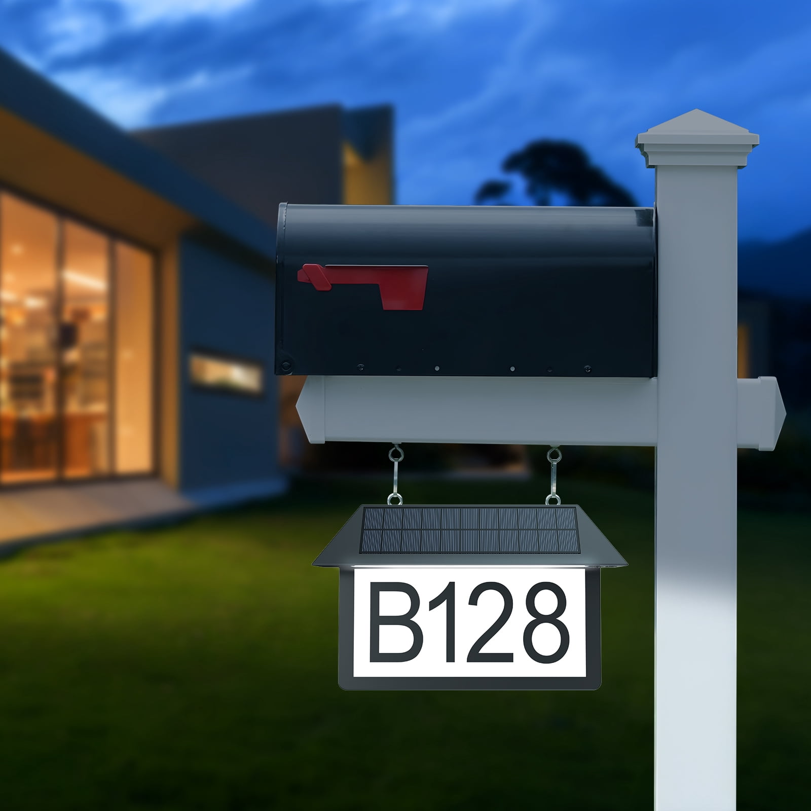 1 PACK Solar Address Sign, House Numbers Sign for Outside 3 Color Temperature, High Brightness Address Numbers 300LM, Wall Mounted waterproof for Home Yard Street